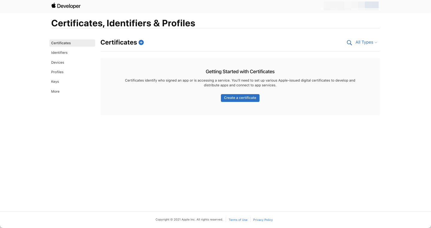 Apple Developers - Certificates, Identifiers &amp; Profiles