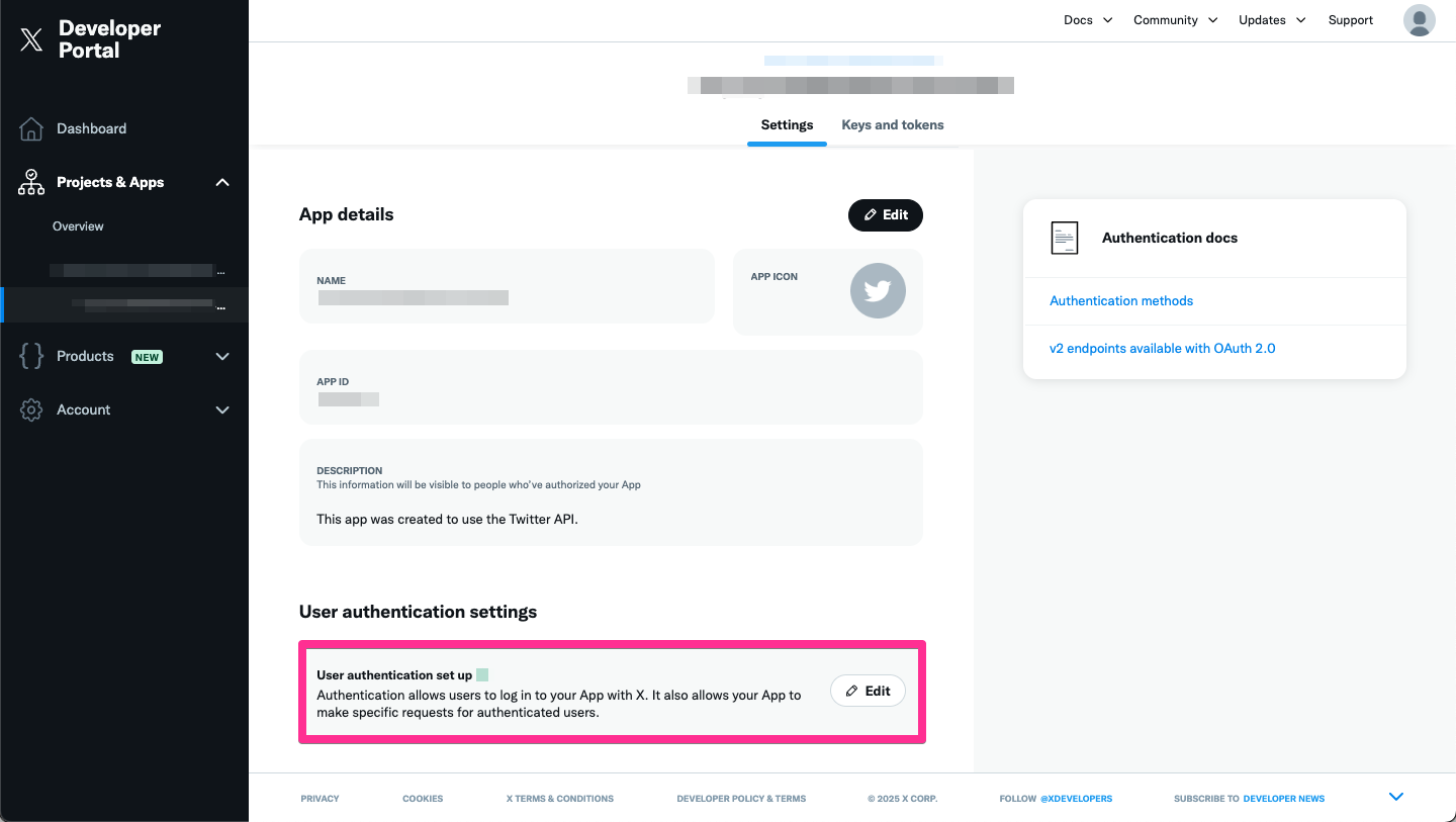 X Developer Portal - Set up